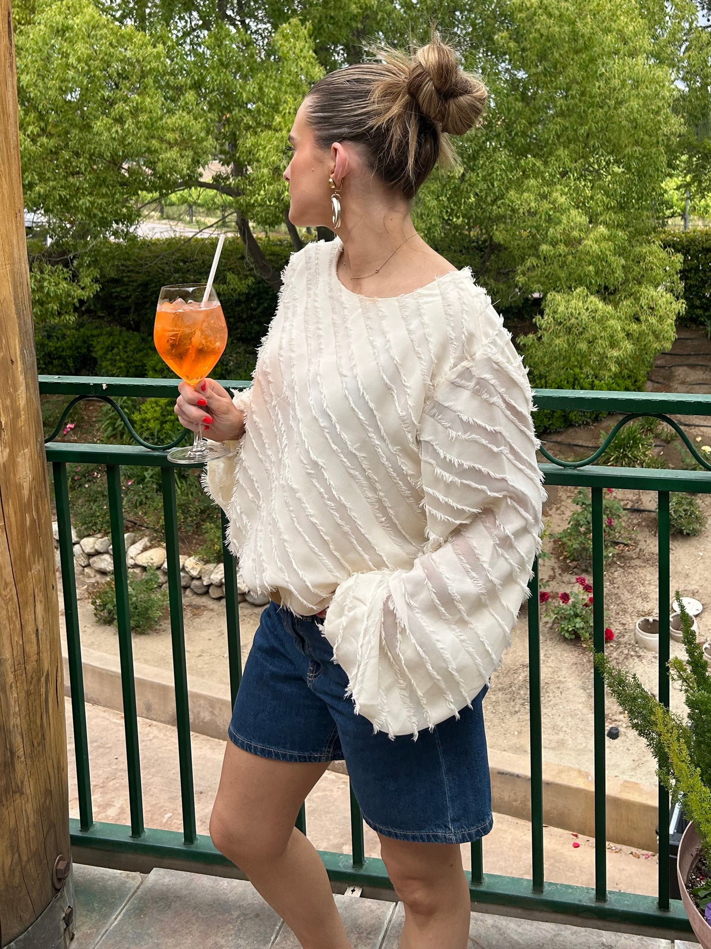Vintage Ivory Feathered Blouse
