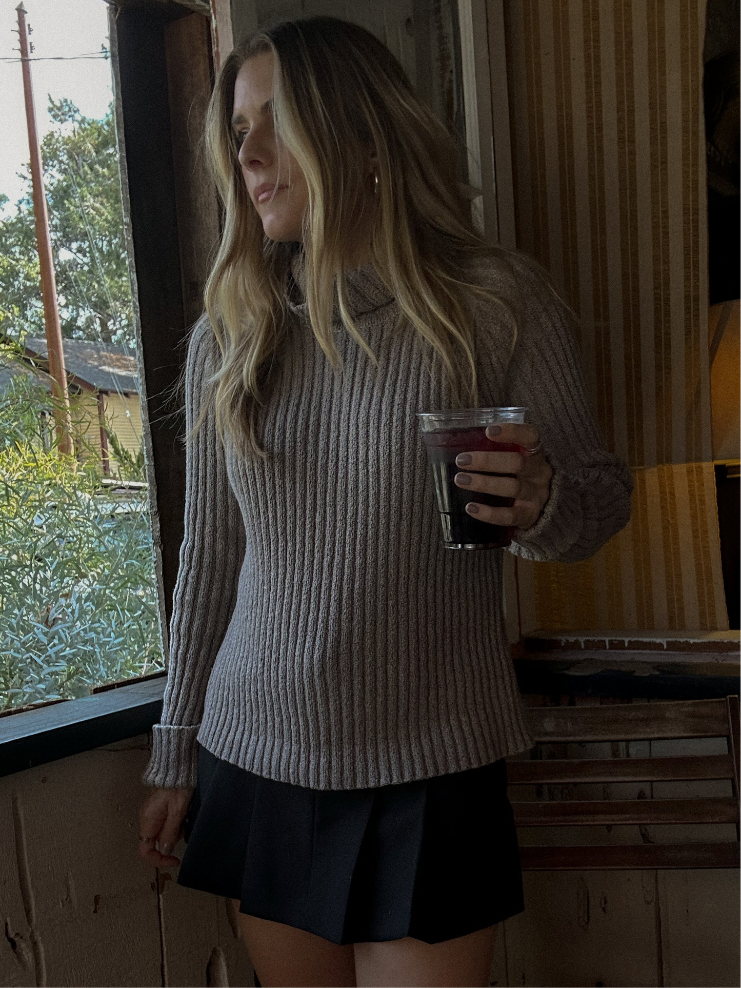 90s Turtleneck Heathered Sweater