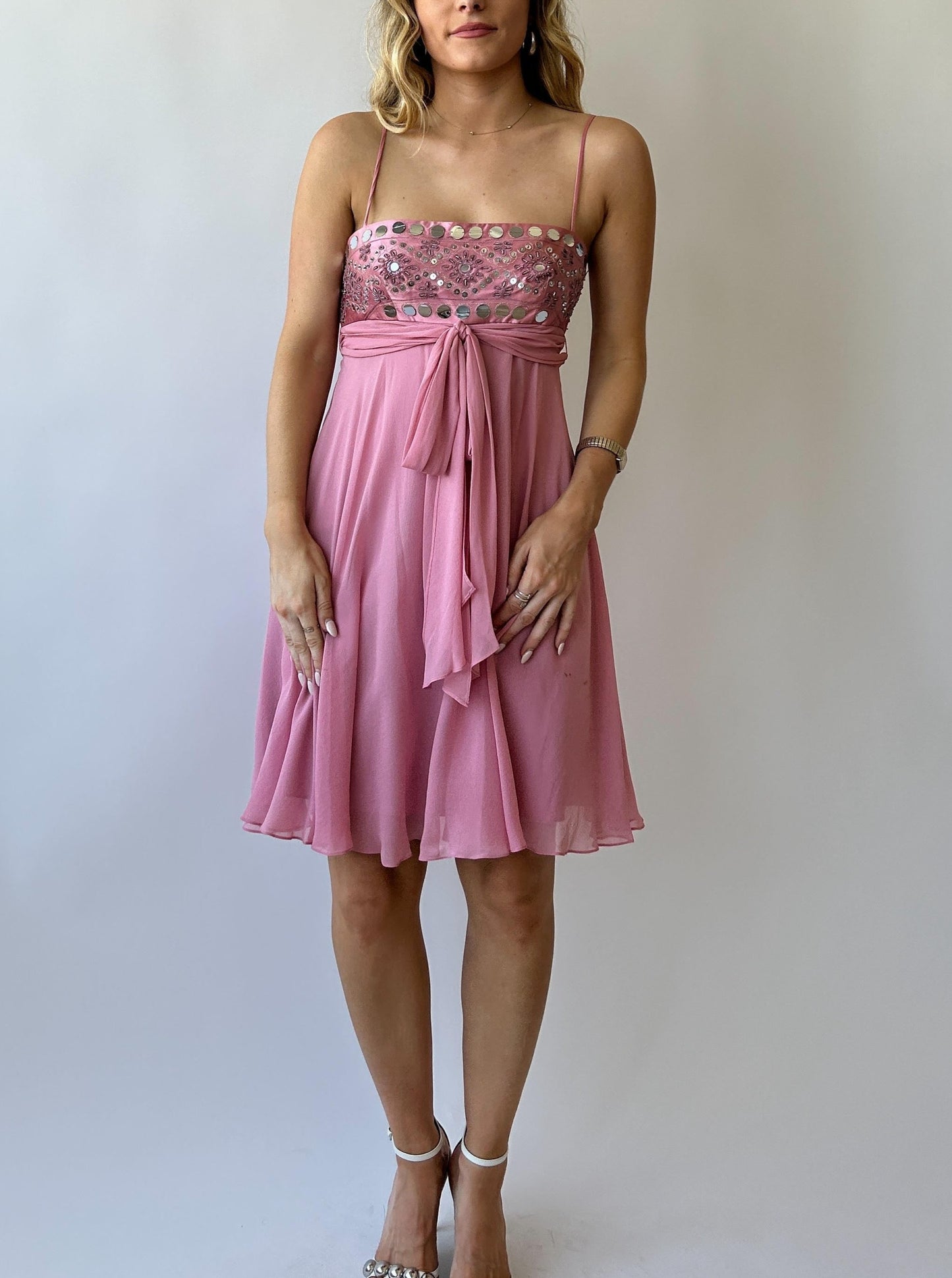 Y2K Pink Sequin Dress - Size S