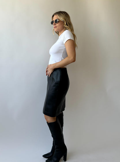 Vintage Leather Pencil Skirt - Size 4