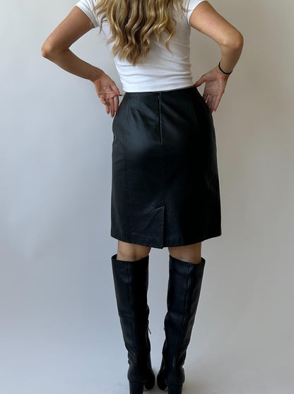 Vintage Leather Pencil Skirt - Size 4