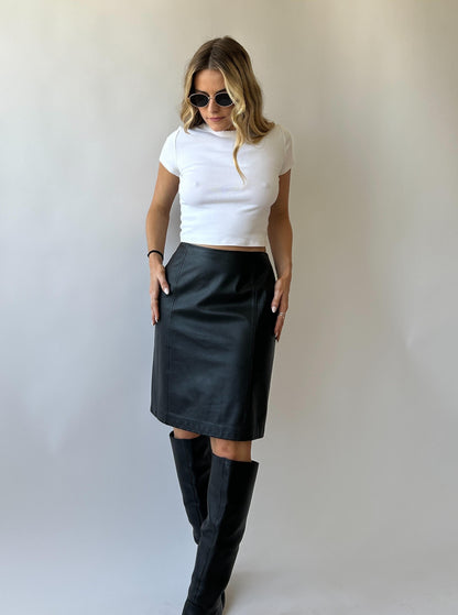 Vintage Leather Pencil Skirt - Size 4