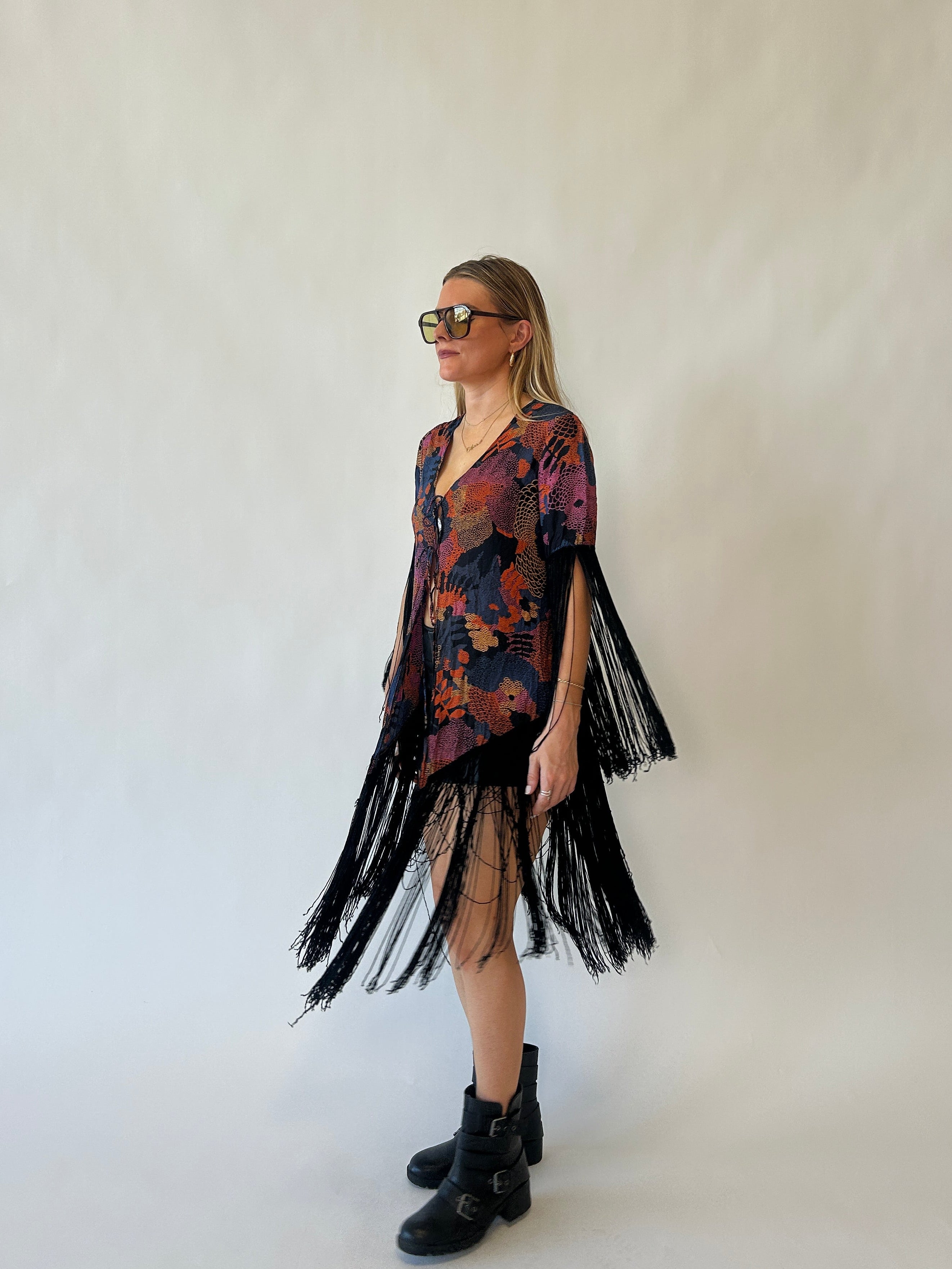 Multicolor Fringe Shawl