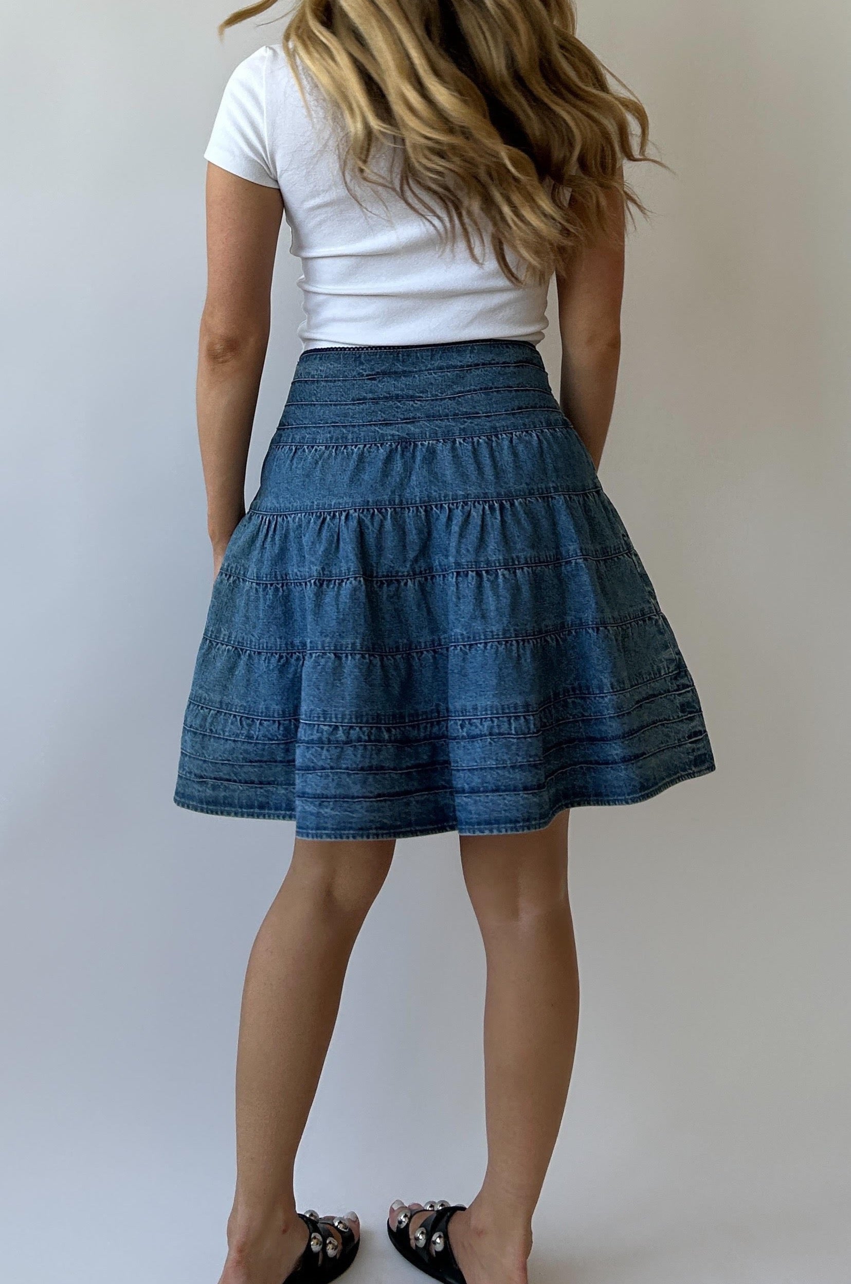 Denim Tiered Skirt - Size 3