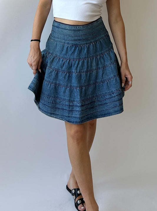 Denim Tiered Skirt - Size 3