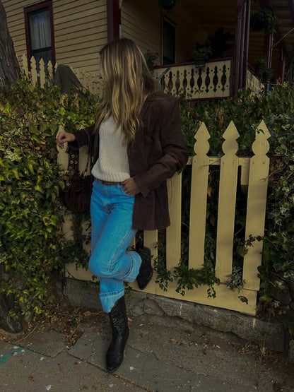 90s Dark Brown Suede Jacket - Size L