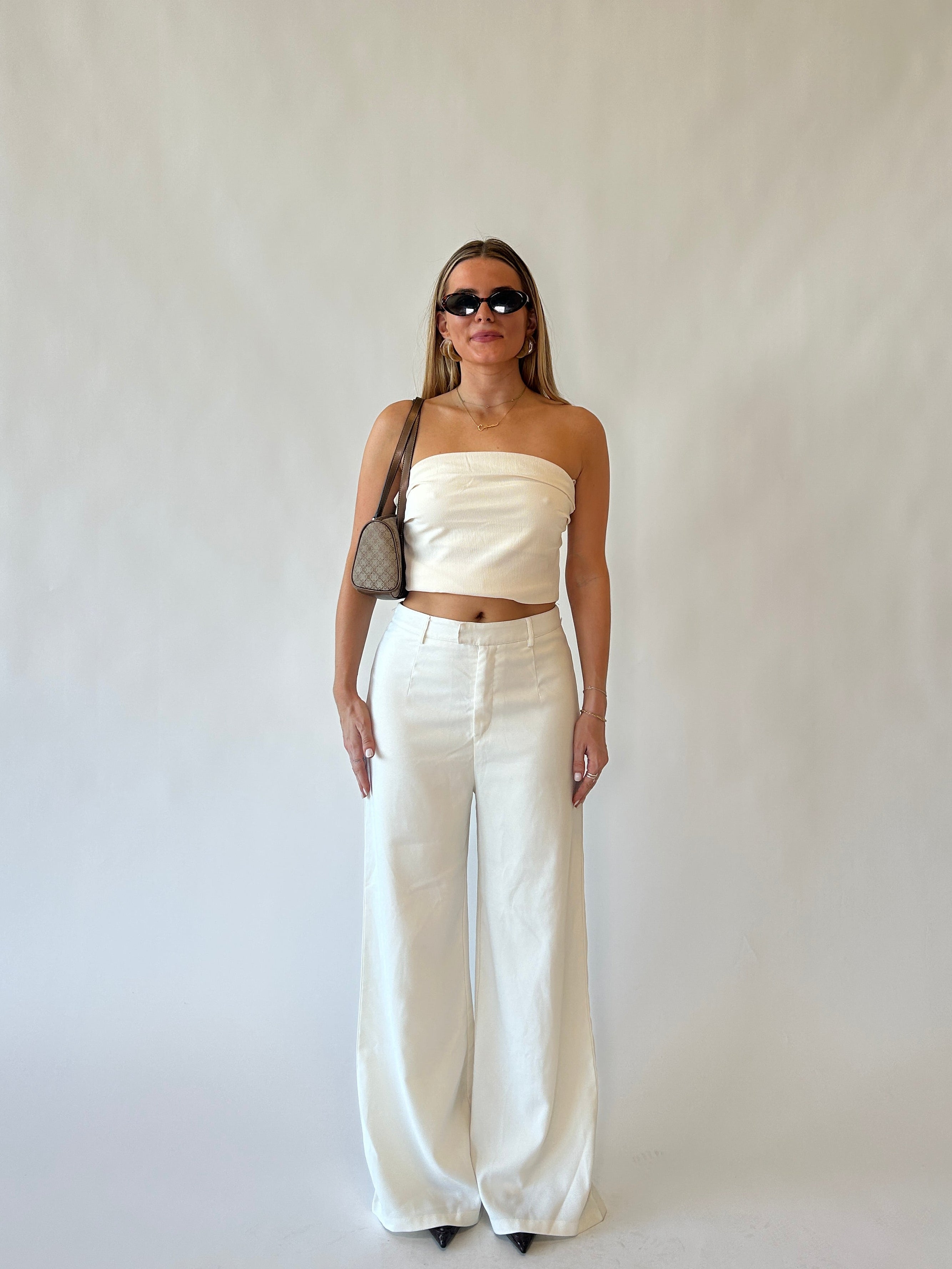 High Waisted Cream Trousers