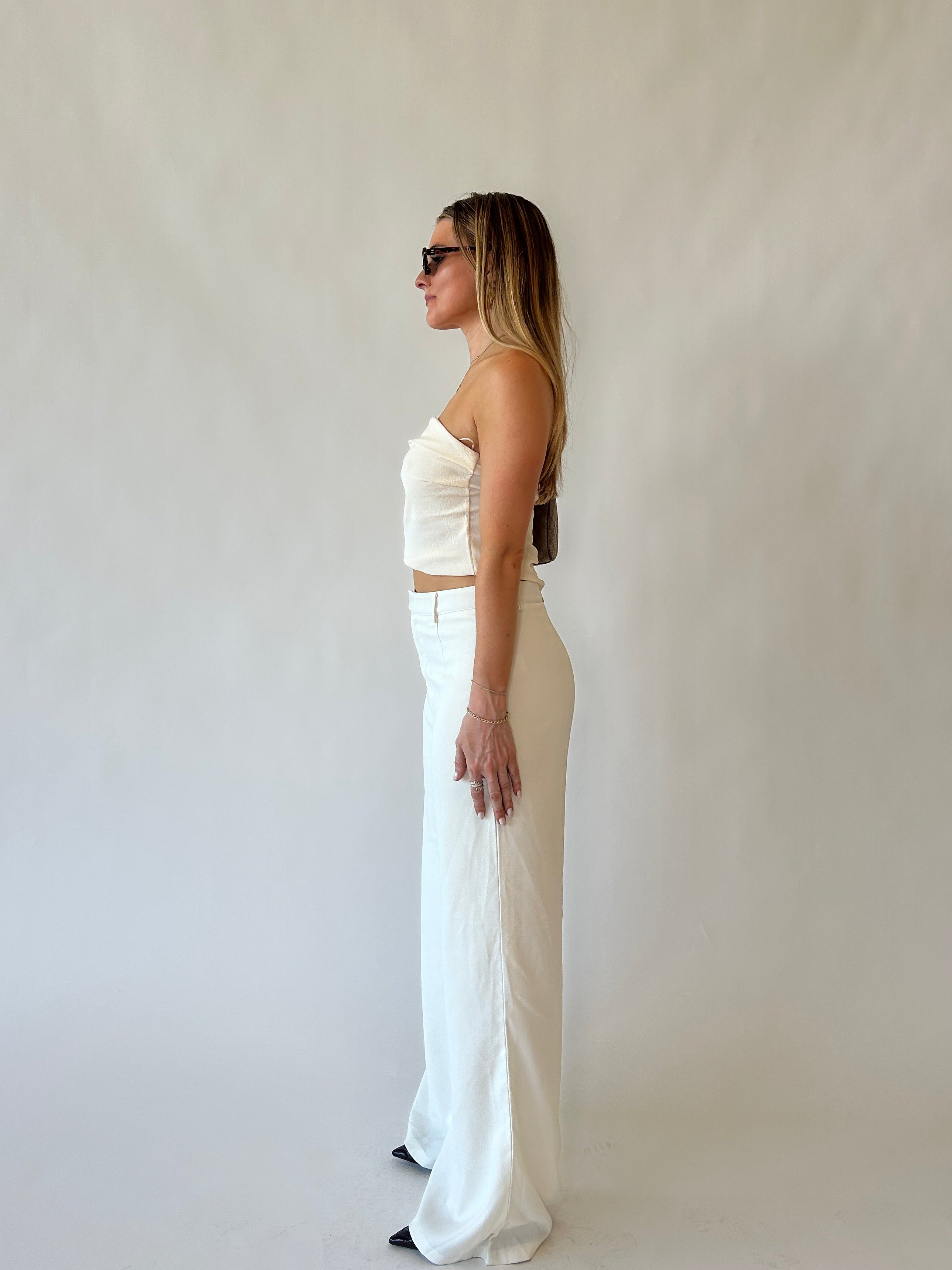 High Waisted Cream Trousers