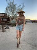 Leather Embroidered Tie Top