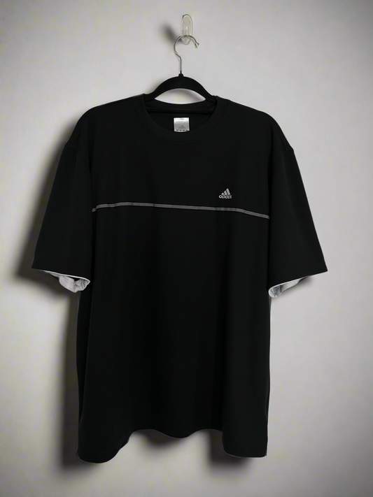 Black Adidas Stripe Tee - Size XL