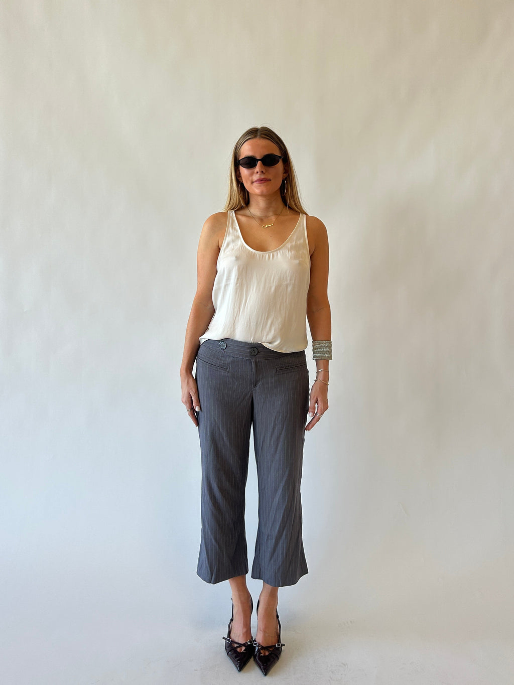 Low Waisted Y2K Pinstripe Capris