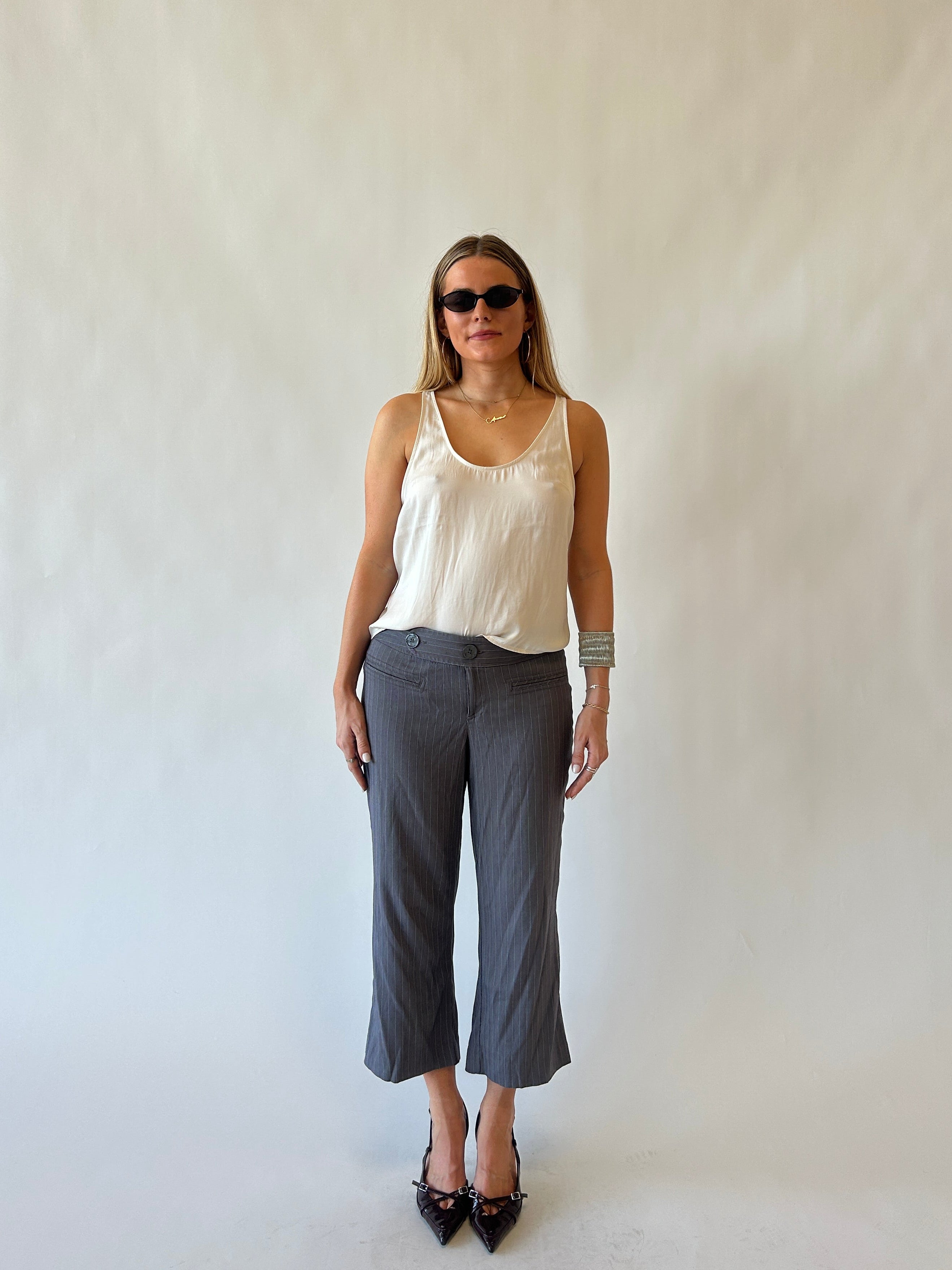 Low Waisted Y2K Pinstripe Capris