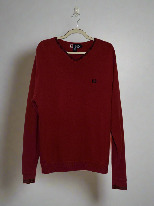 Chaps Red V-Neck Sweater - Size M