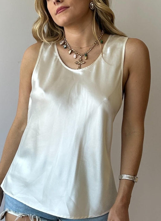 Vintage Ivory Silk Tank