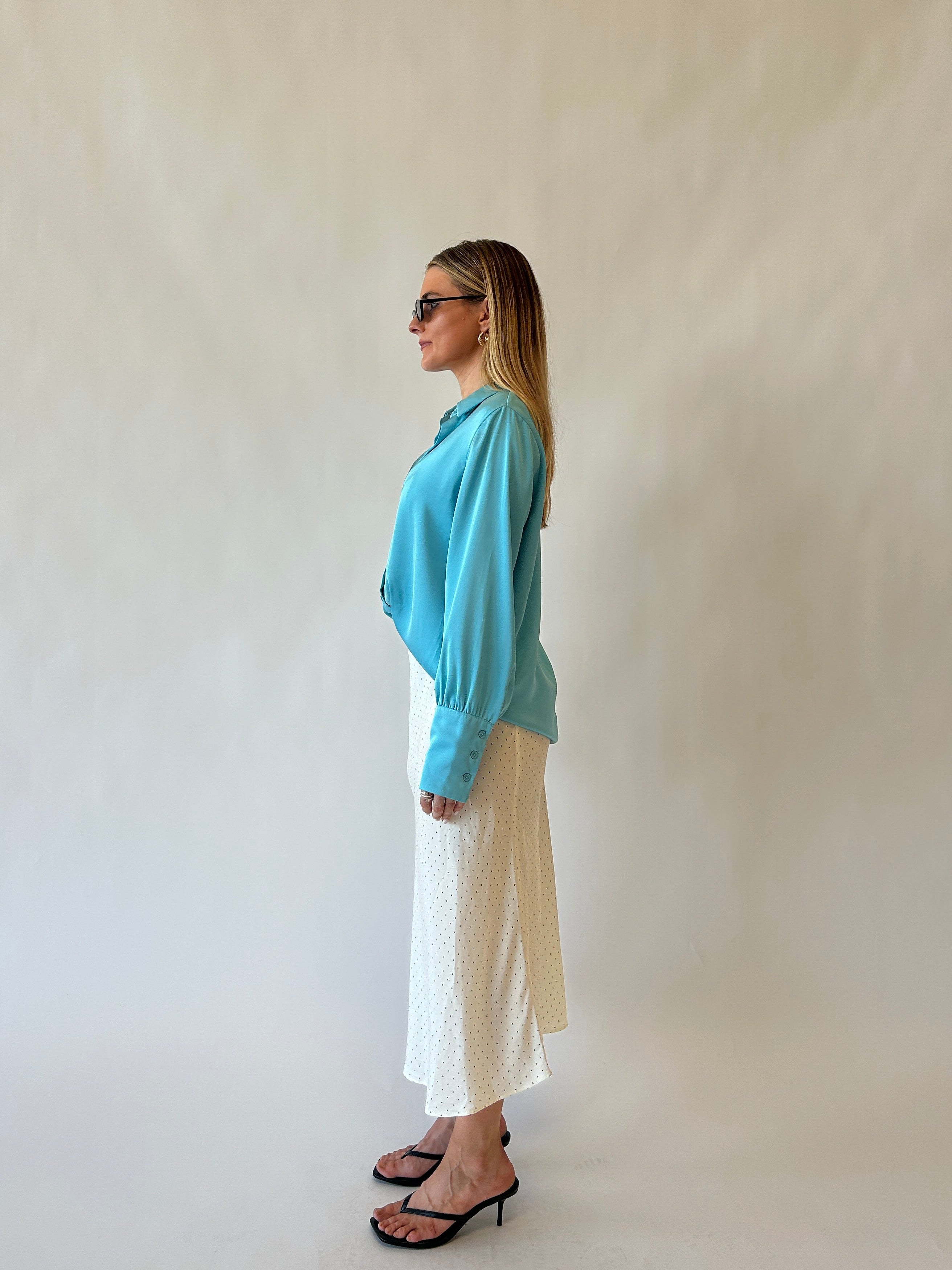 Teal Satin Blouse