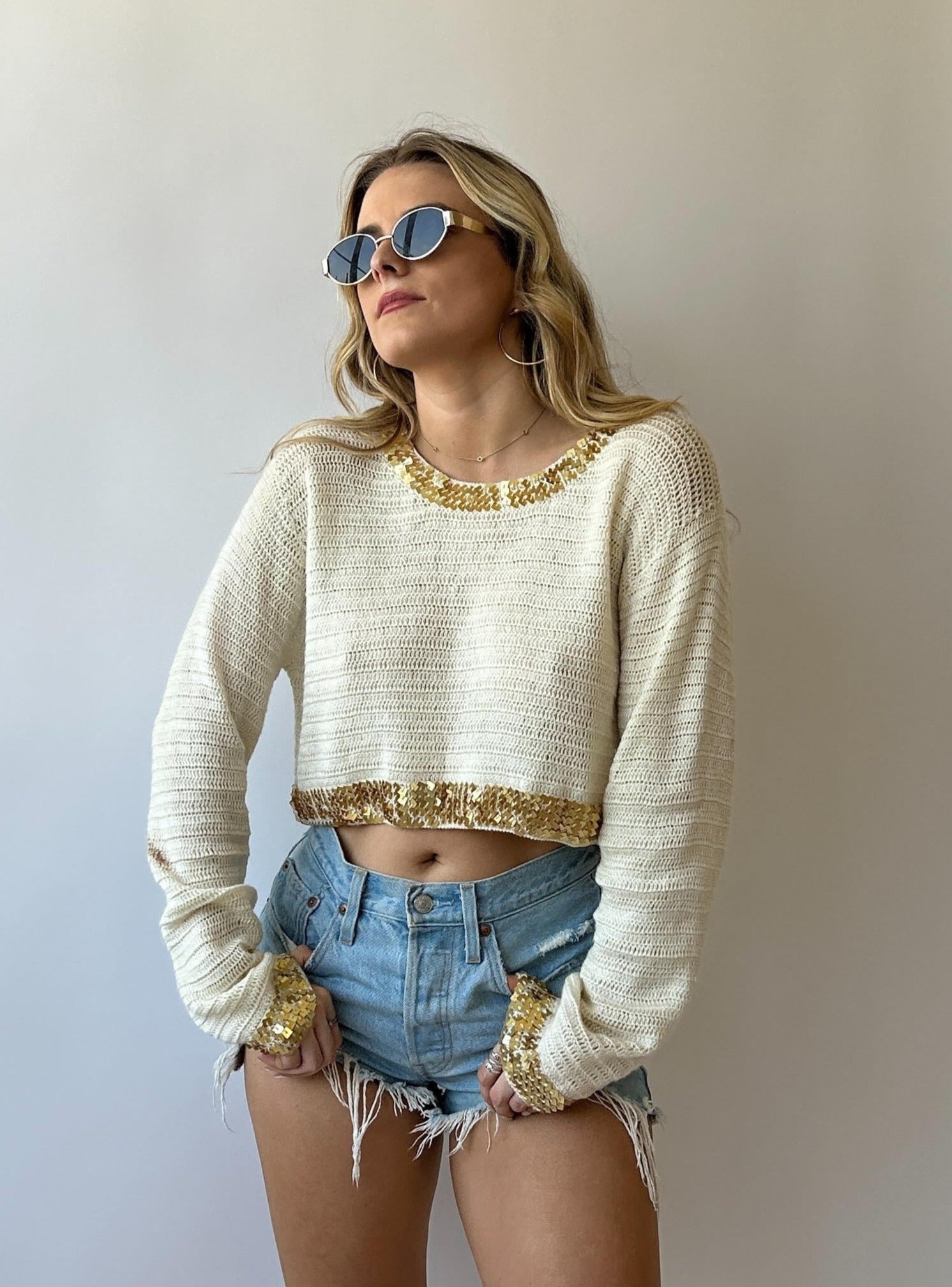Vintage Gold Sequin Sweater
