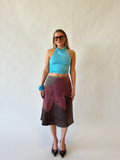 Suede Floral Midi Skirt