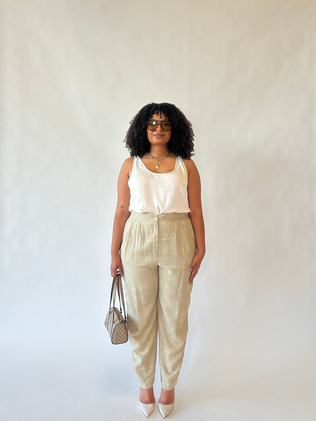 Linen Pearl Button Trouser