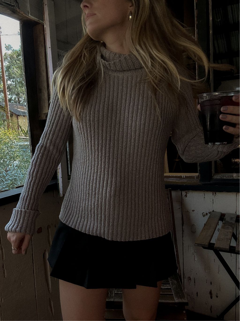 90s Turtleneck Heathered Sweater