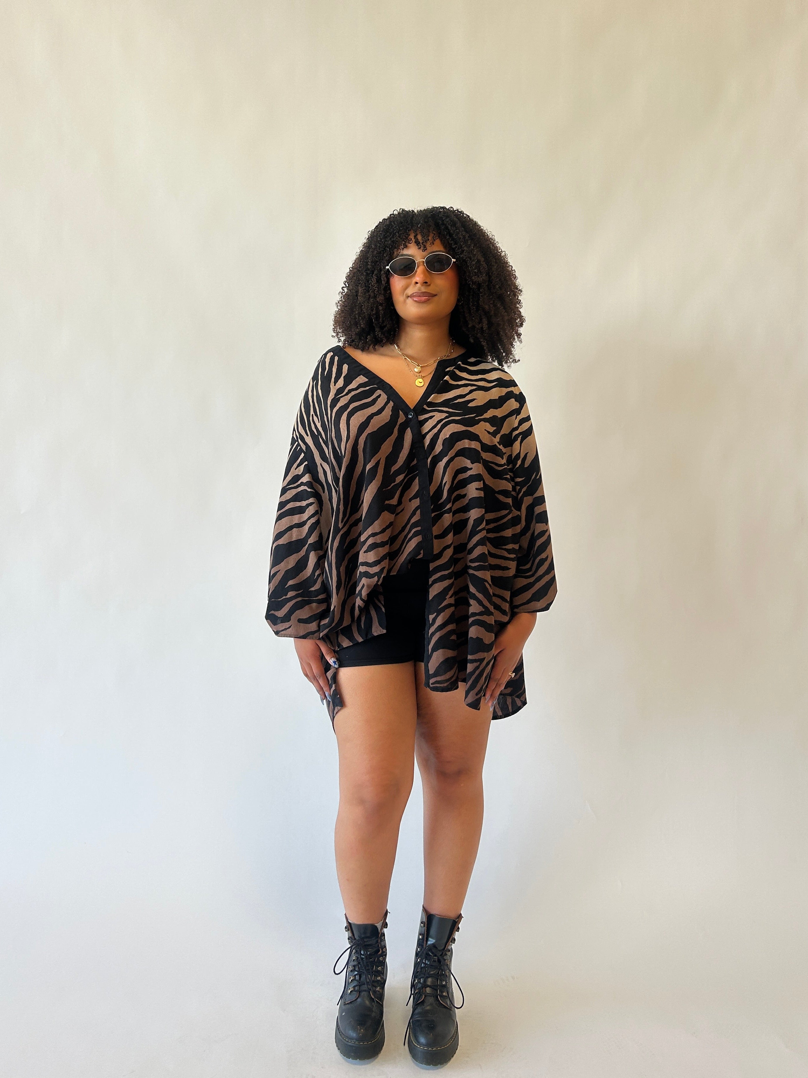 Zebra Print Boho Blouse