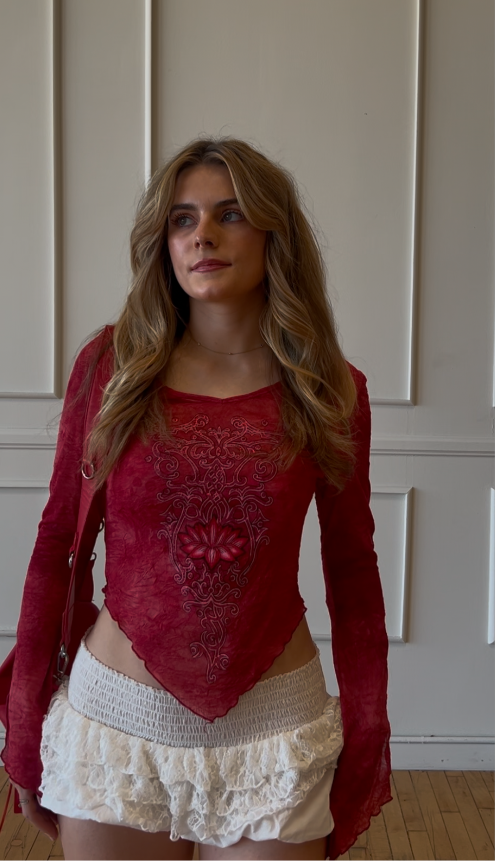Y2K Red Sparkle Top