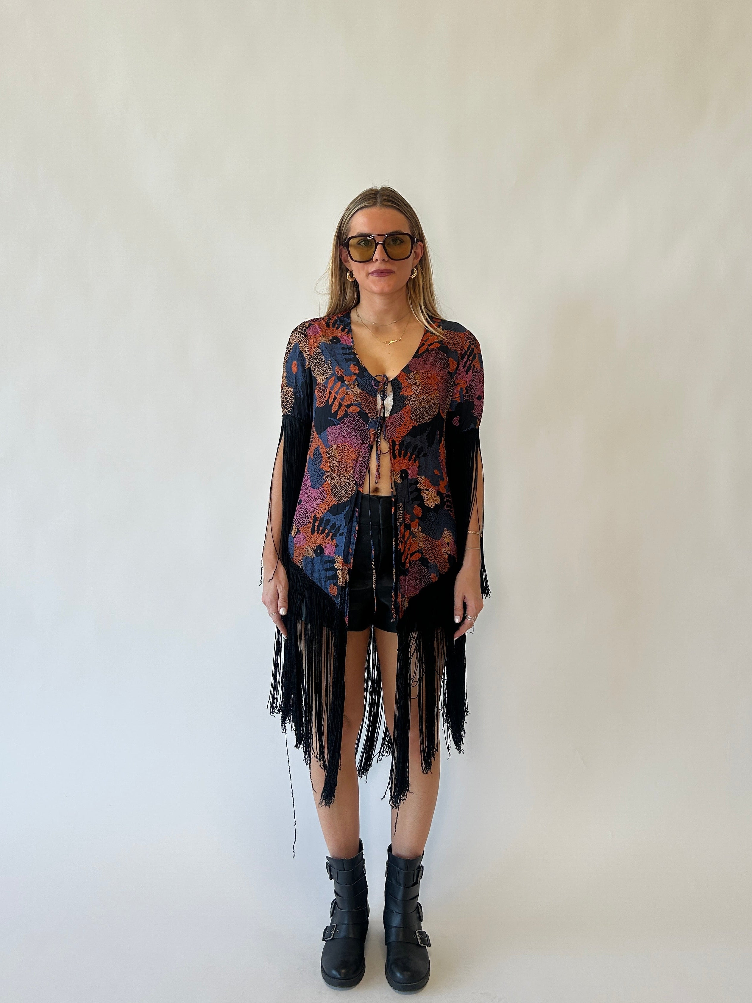 Multicolor Fringe Shawl