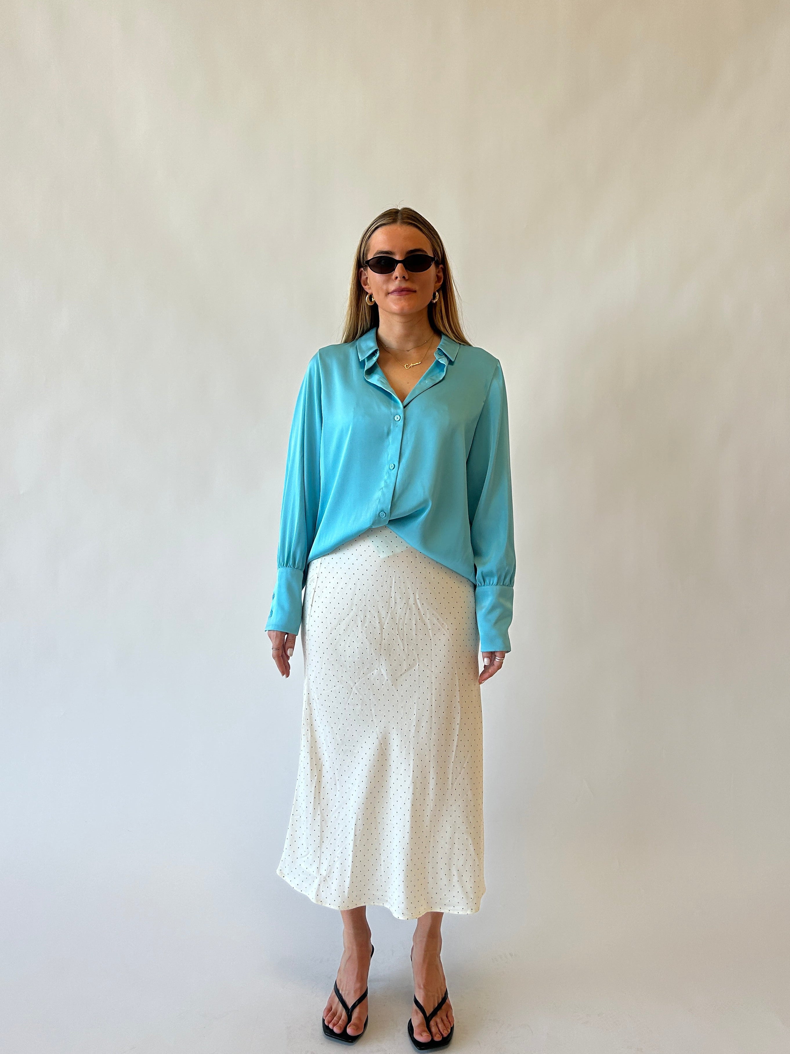 Teal Satin Blouse