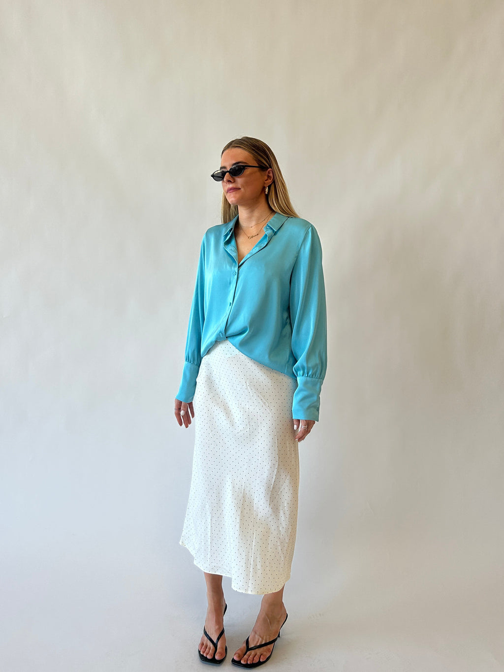 Teal Satin Blouse