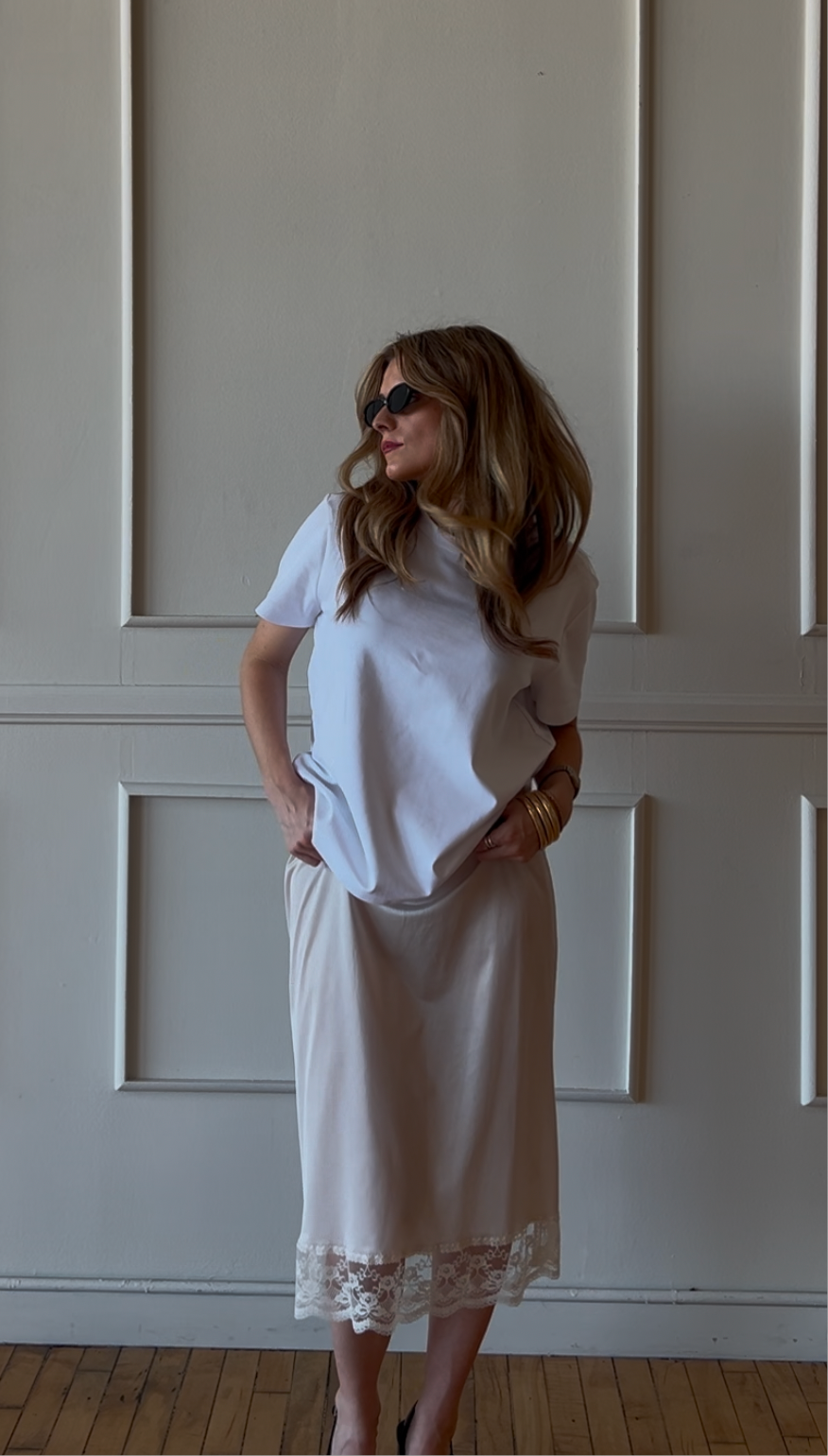 Vintage Blush Slip Skirt - Size L