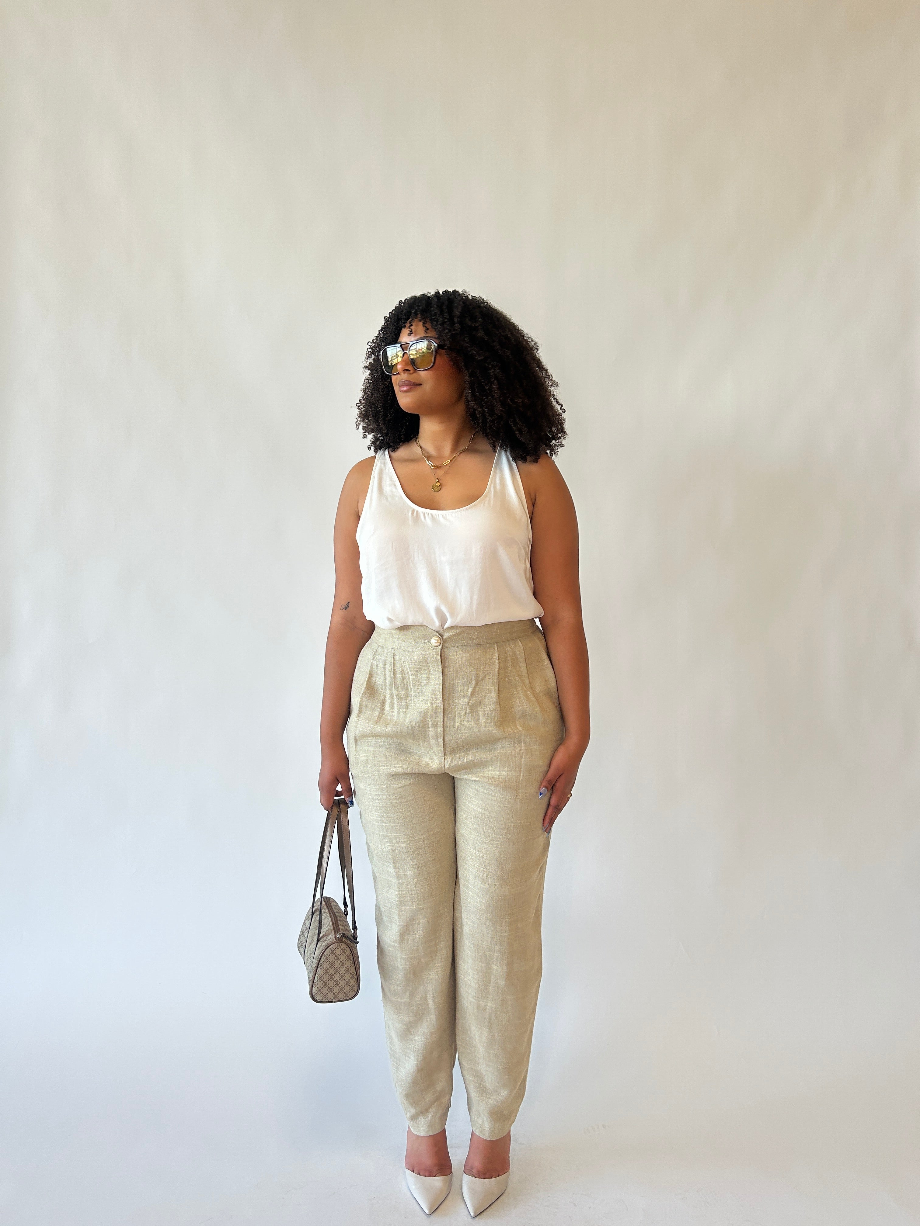 Linen Pearl Button Trouser