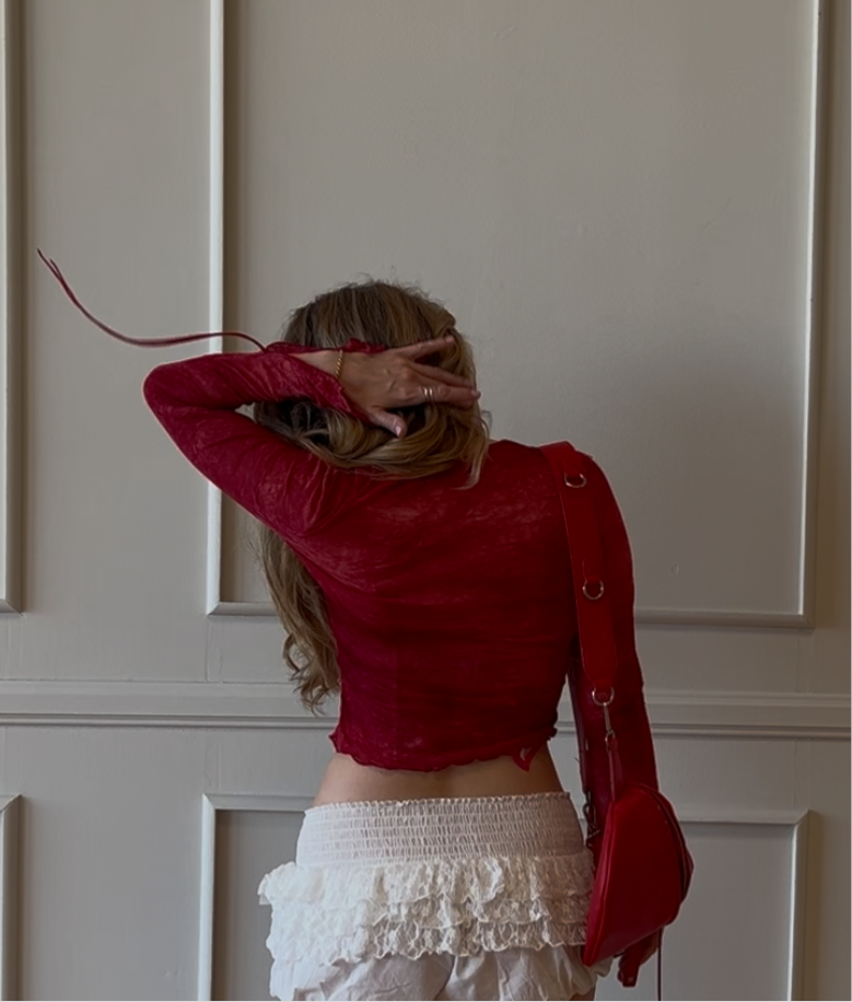 Y2K Red Sparkle Top