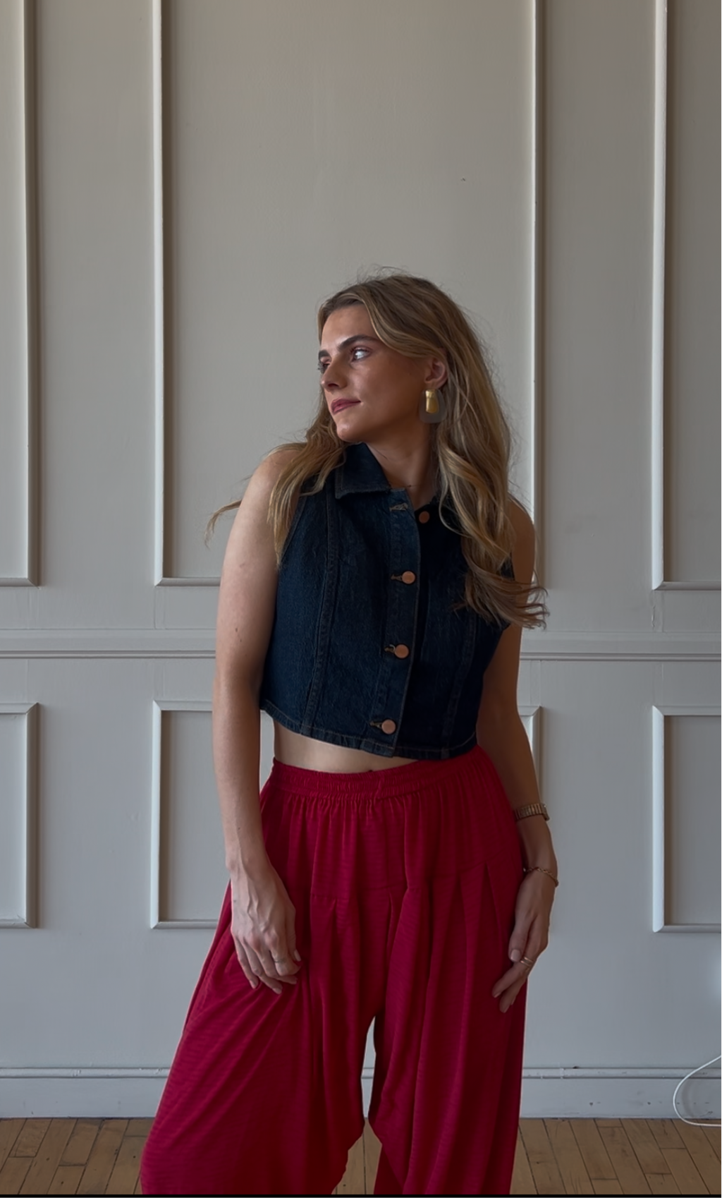 80s Red Parachute Pants