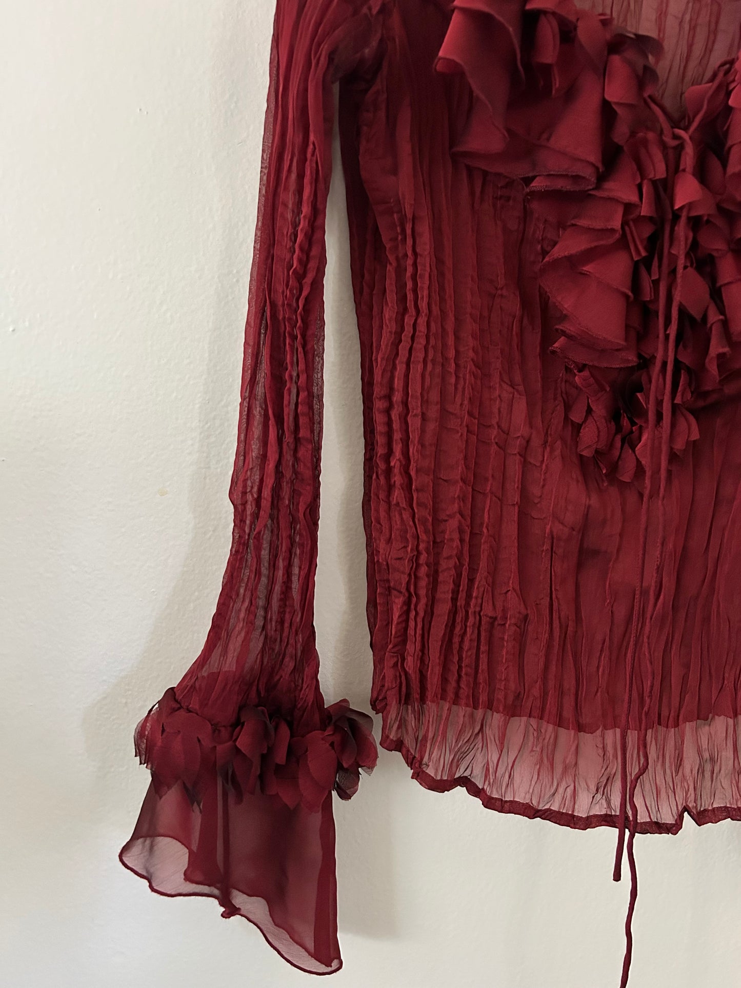 Vintage Wine Ruffle Blouse