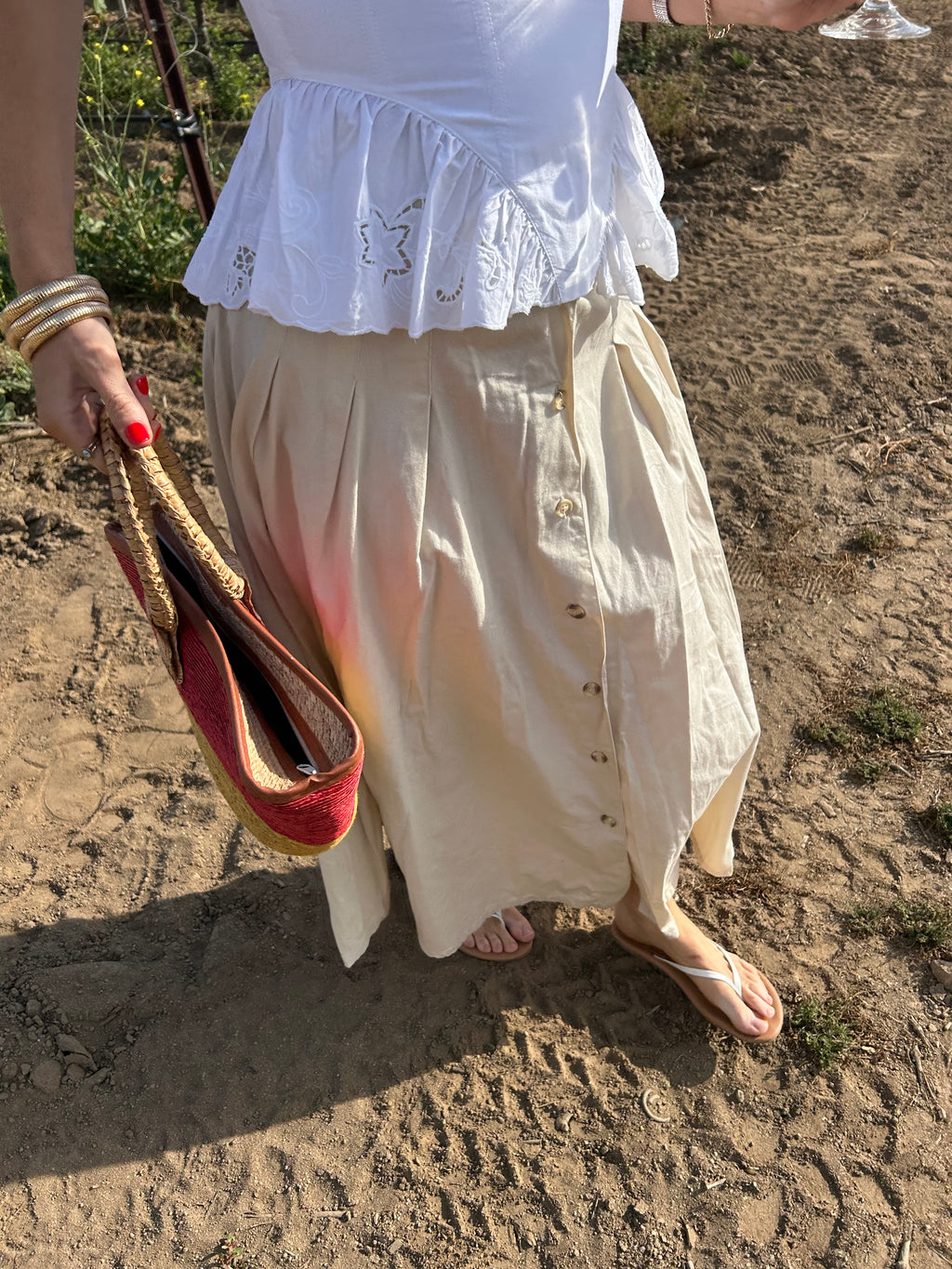 Vintage Khaki Maxi Skirt