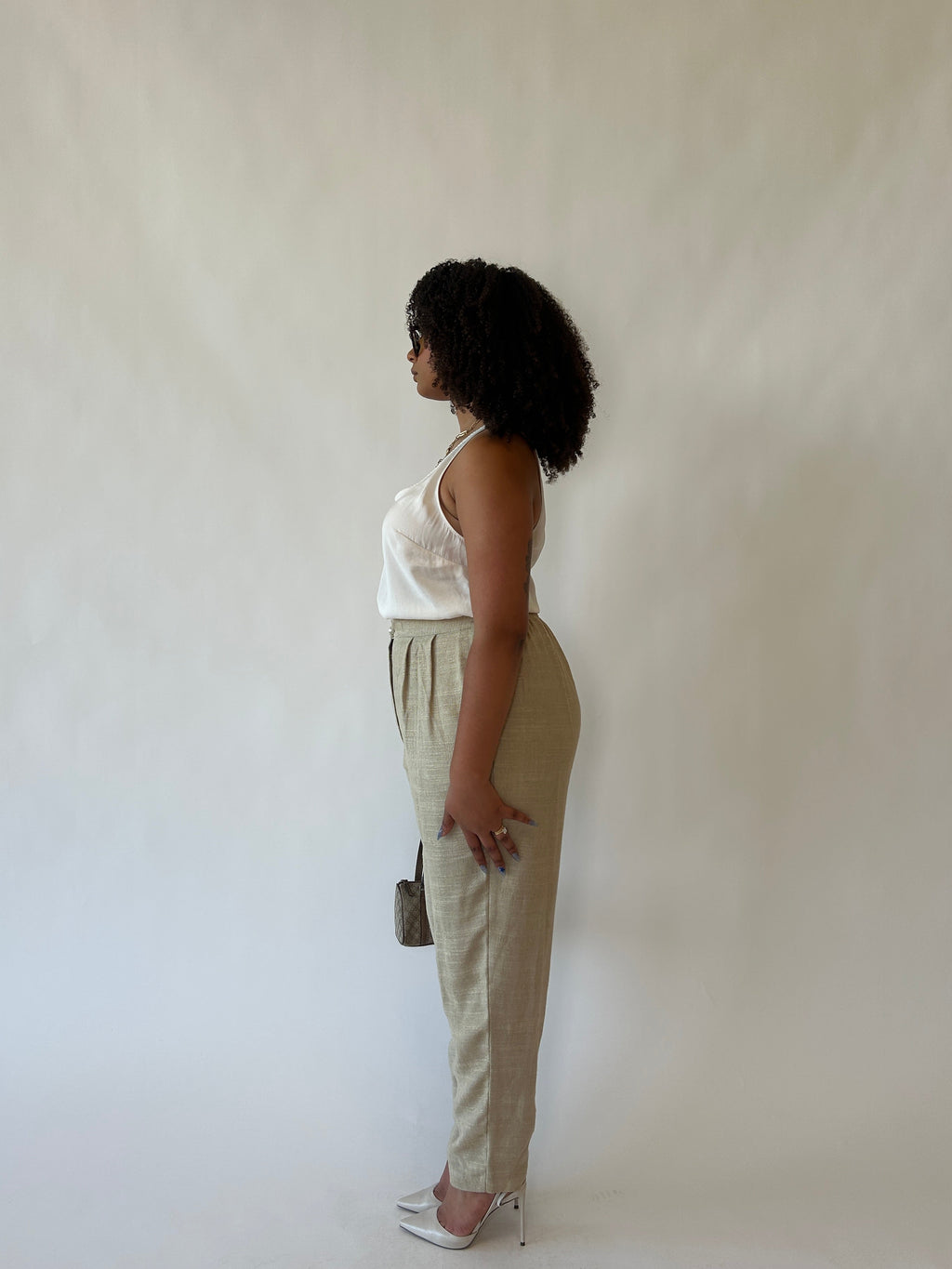 Linen Pearl Button Trouser