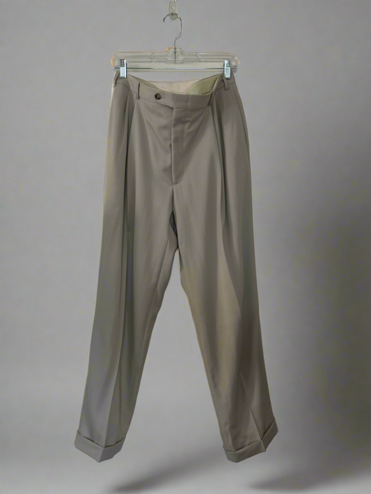 Tan Pleated Trouser - Size 36R (adjusted)