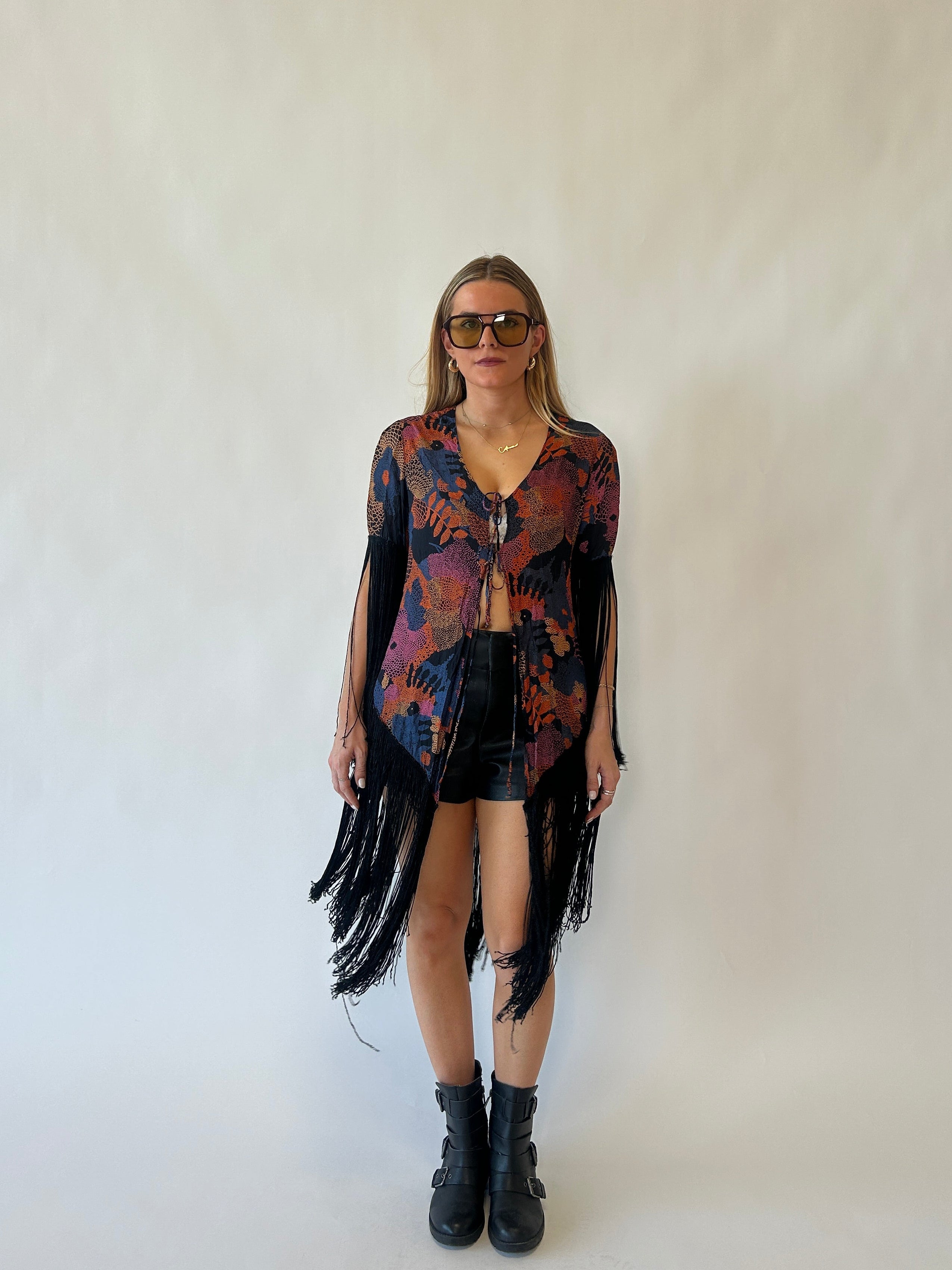 Multicolor Fringe Shawl