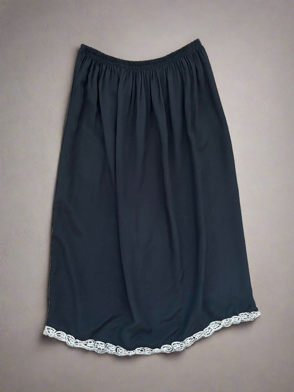 Black Lace-Trimmed Midi Skirt - Size S/M