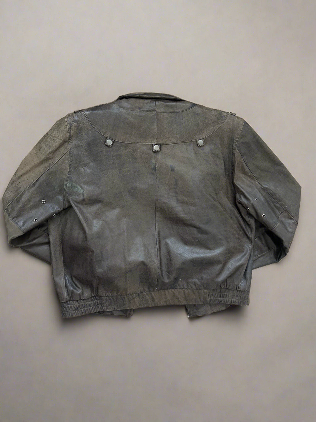 Boxy Brown Vintage Leather Bomber - Size 42