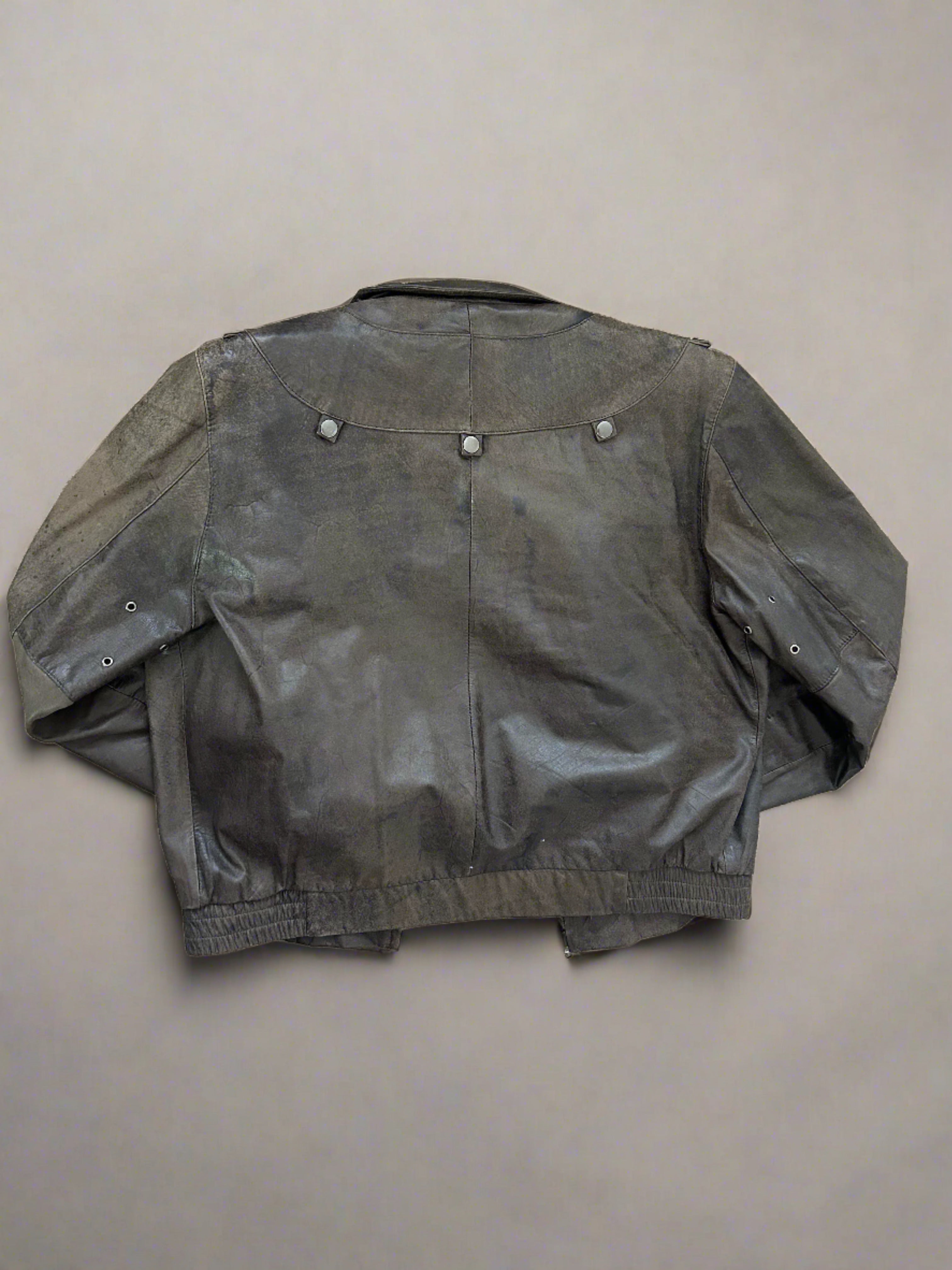 Boxy Brown Vintage Leather Bomber - Size 42