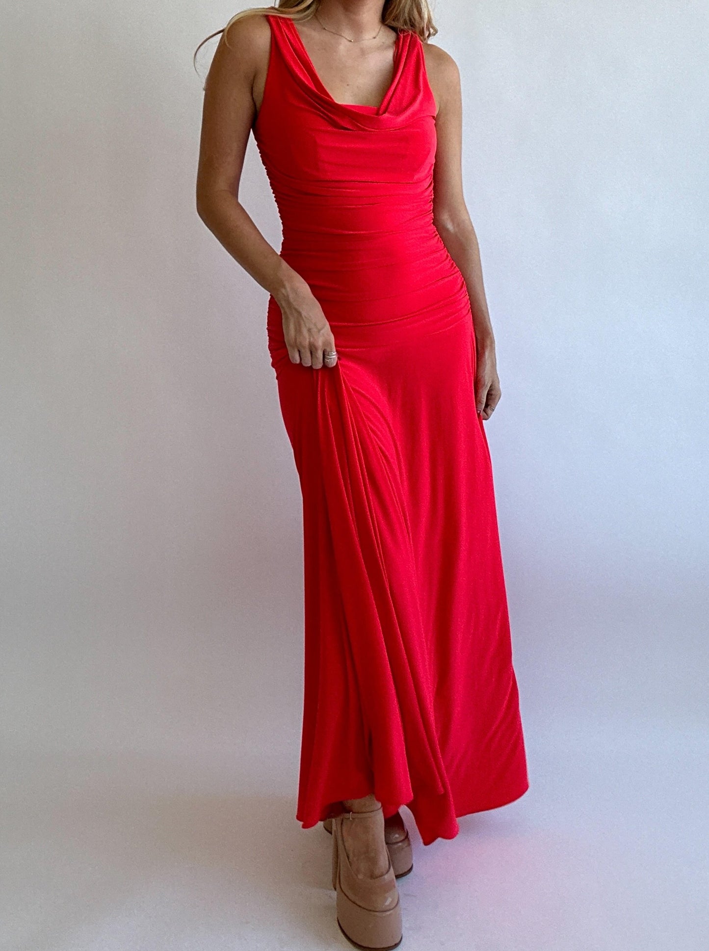 Coral Jersey Gown - Size 6