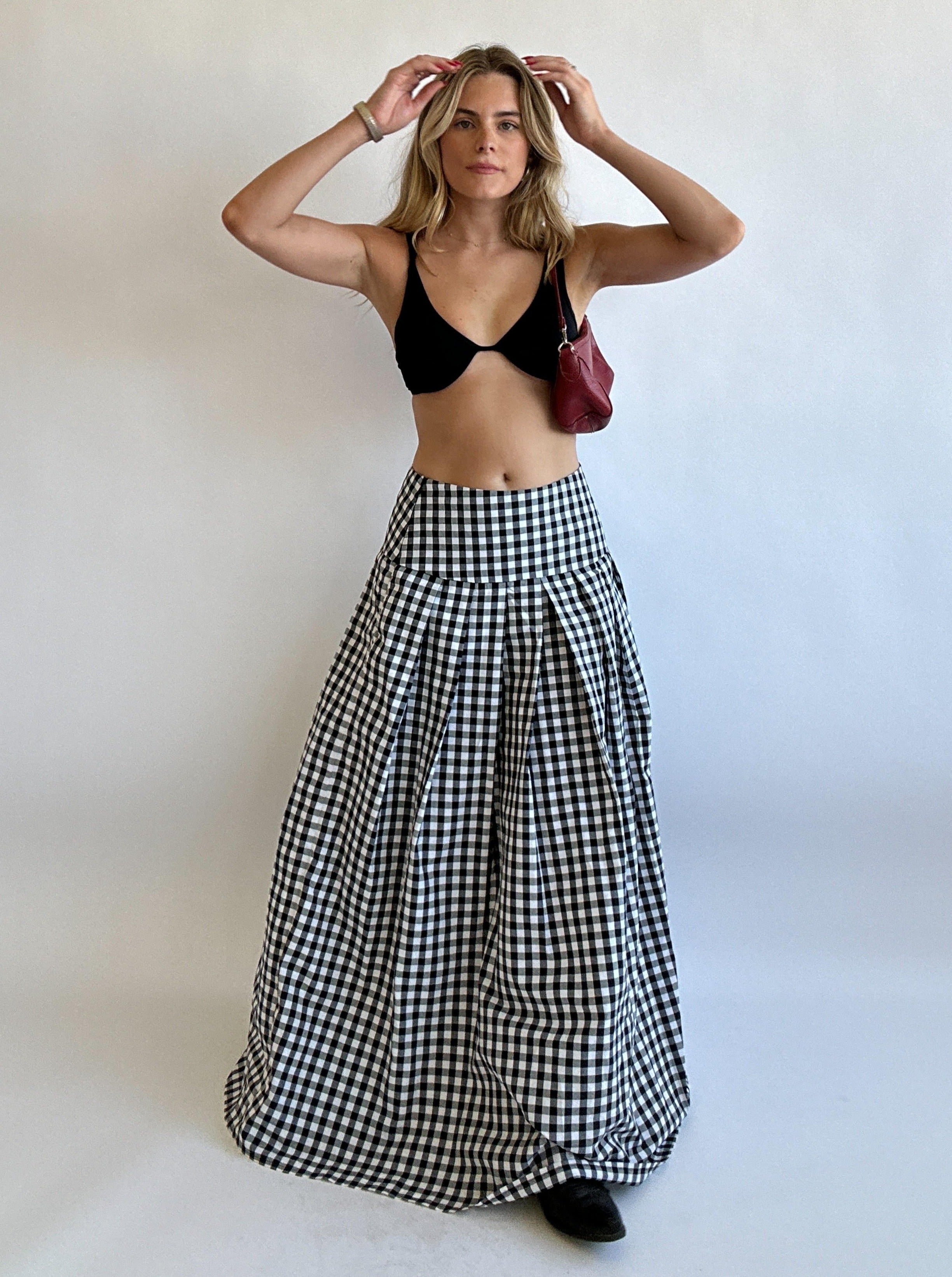 Gingham Maxi Skirt - Size M