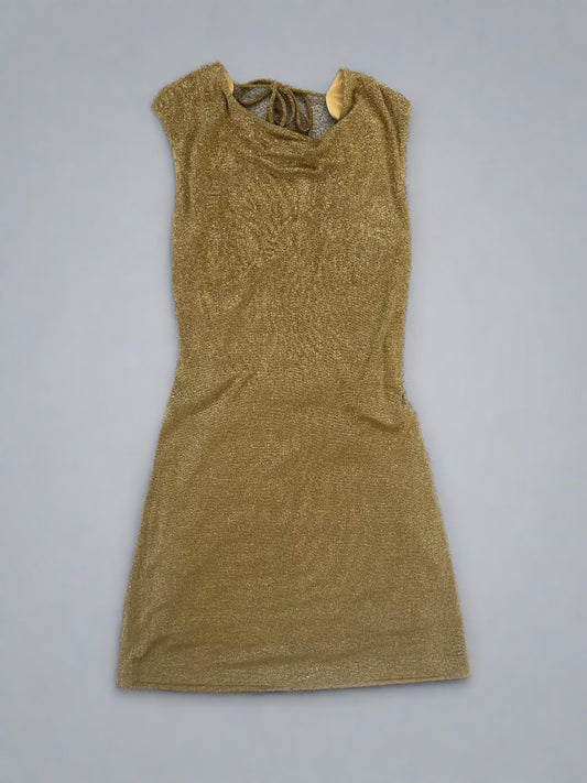 Vintage BCBG Gold Sparkle Mini Dress - Size S