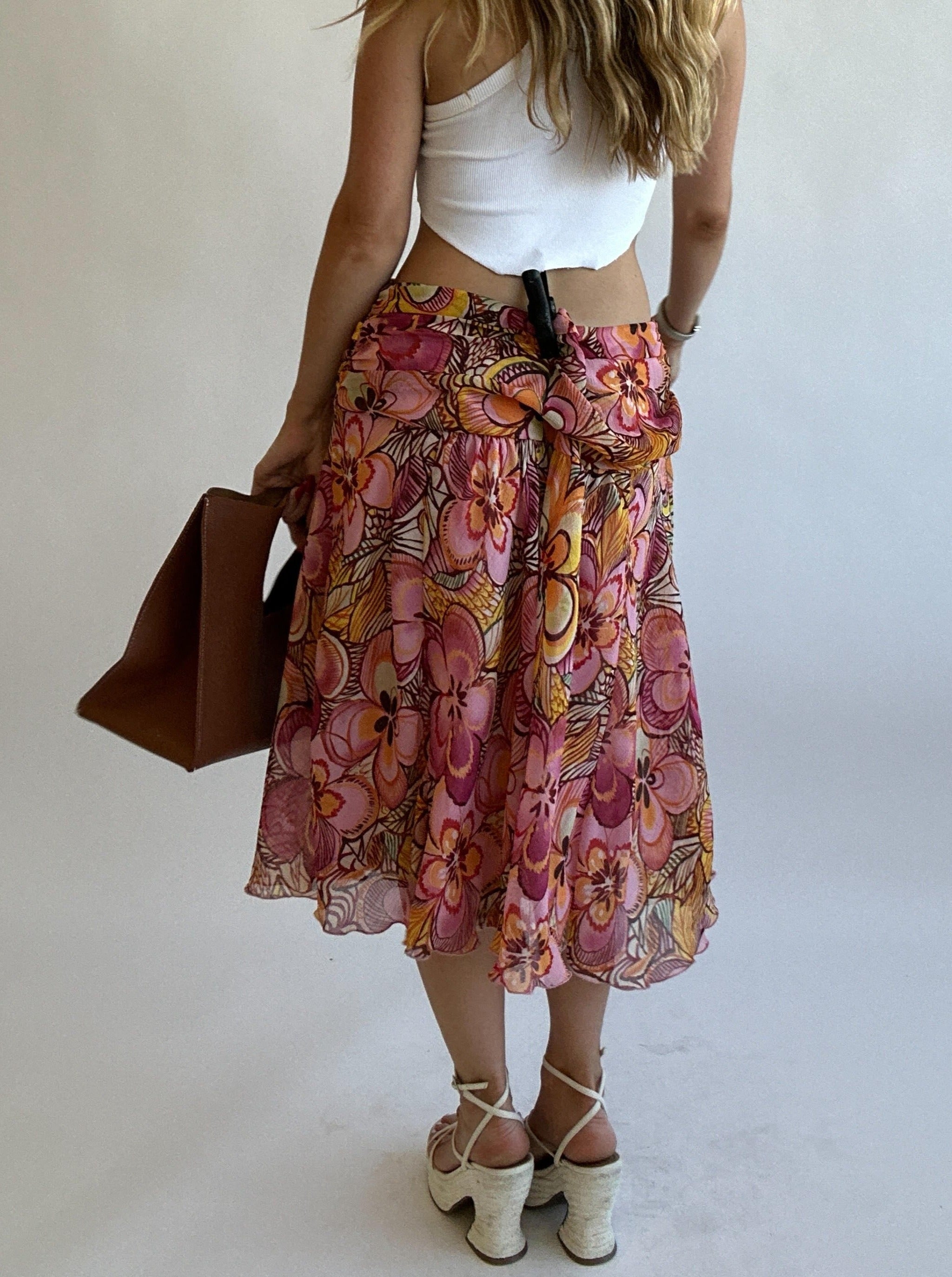 Groovy Floral Midi Skirt - Size 14