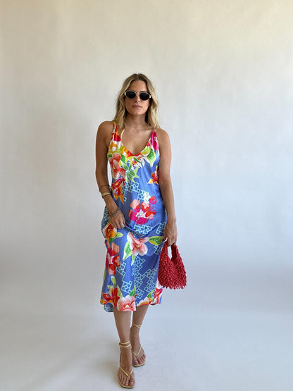 Vibrant Silk Slip Dress - Size M