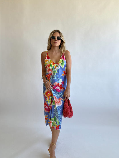 Vibrant Silk Slip Dress - Size M