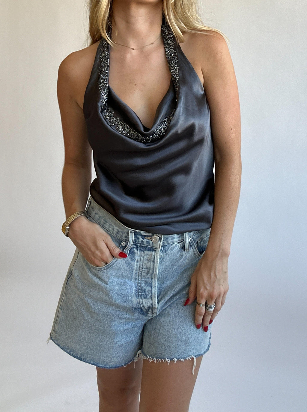 Sequin Silk Halter - Size 4
