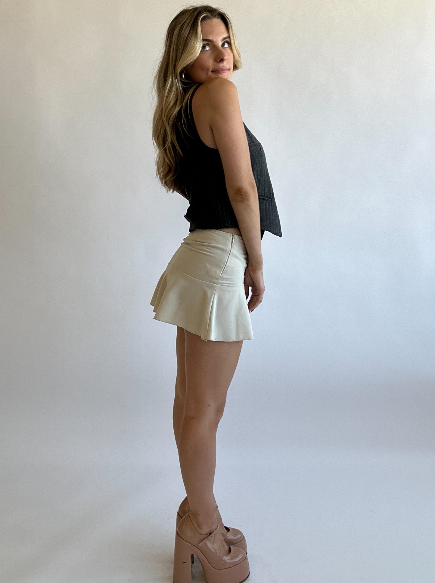 Tan Mini Skirt - Size XS